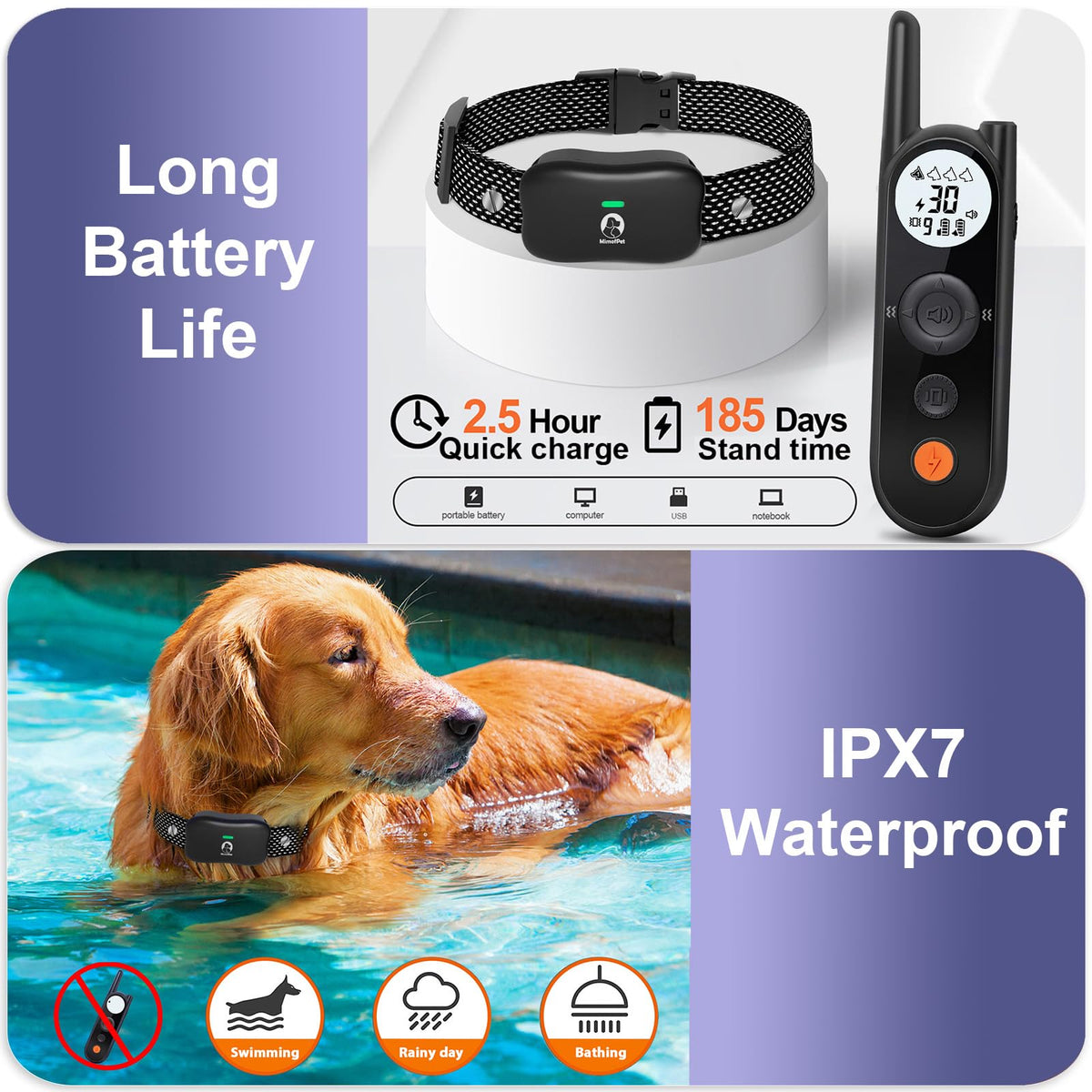 Wireless Dog Fence for 2 Dogs - Covers up to 856-Acre Electric Fence,6000FT Waterproof Collar with Remote,Rechargeable Pet Containment System with 3 Training Modes for Large Medium Dogs