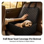 Waterproof Cover with Raised Side Walls and Structured Front Panel Quilted Oxford Cloth Pet Seat Mat with Filling Suitable for Car Travel Medium Sized Dogs