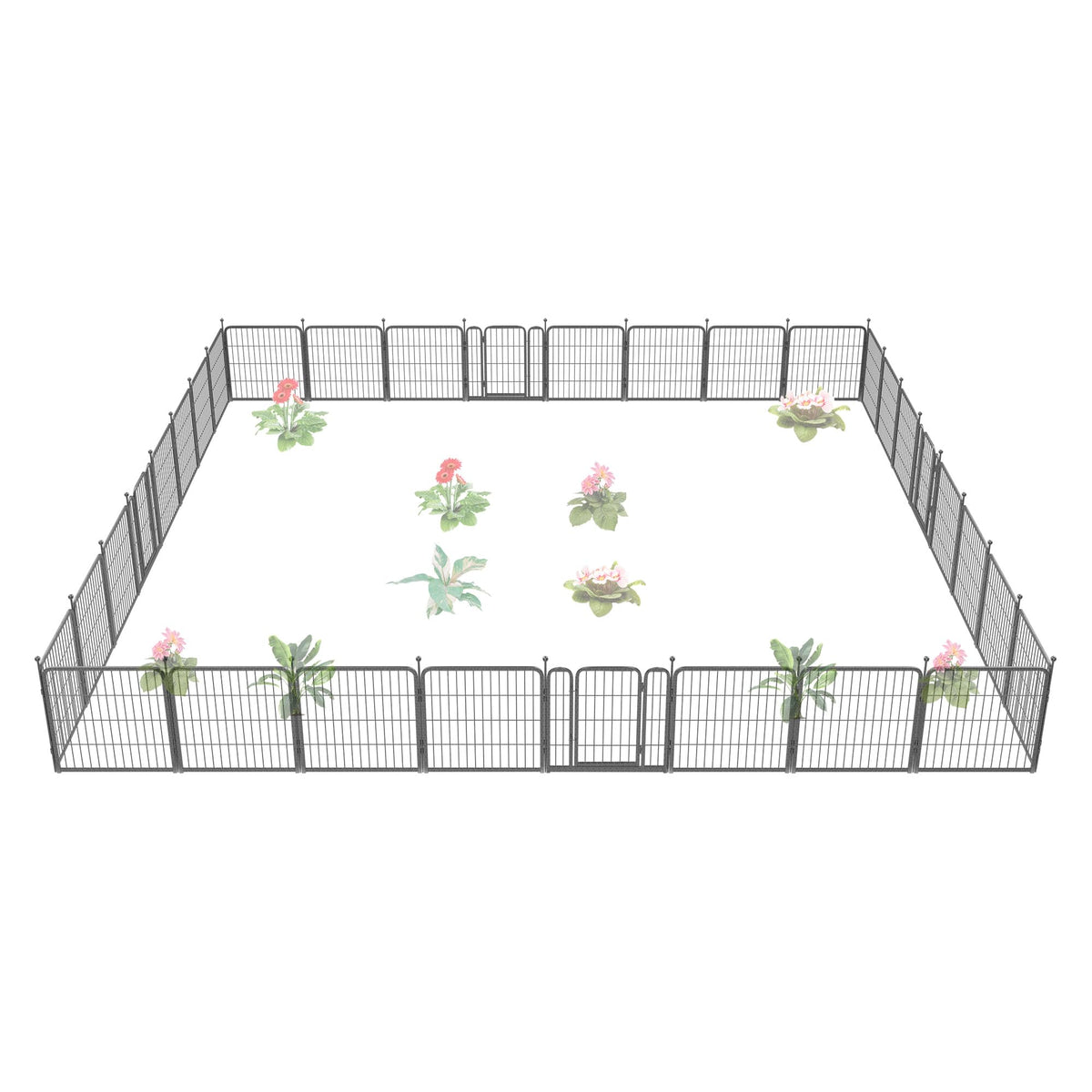 FXW No Dig Garden Fence, Outdoor for Yard, 50in(H) x 62.6ft(L), 24 Panels
