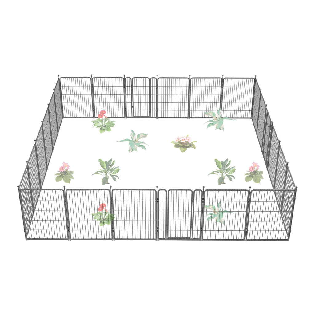 FXW No Dig Garden Fence, Outdoor for Yard, 50in(H) x 62.6ft(L), 24 Panels
