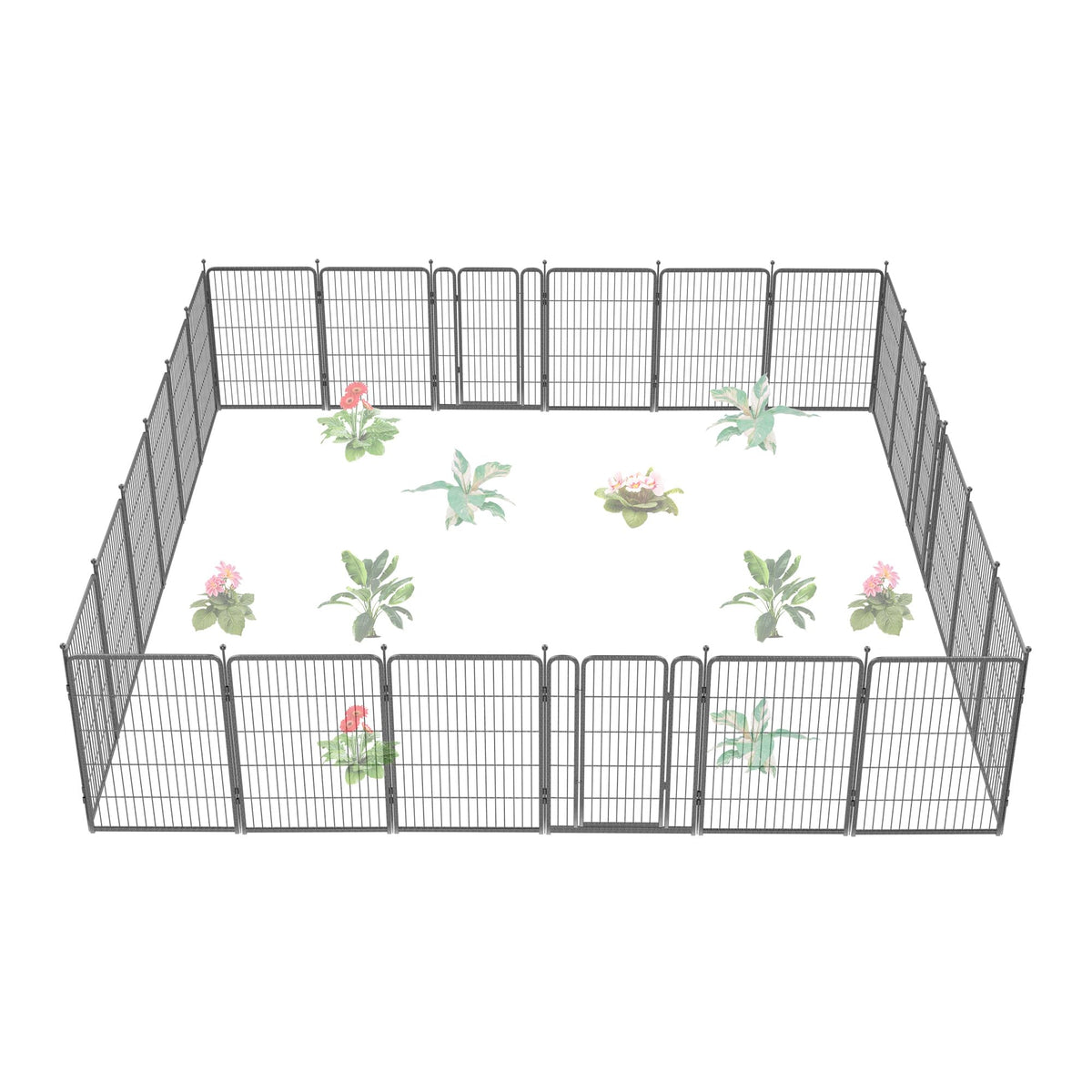 FXW No Dig Garden Fence, Outdoor for Yard, 50in(H) x 62.6ft(L), 24 Panels