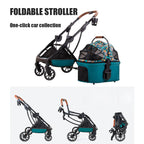 Pet Stroller with Detachable Carrier, 3 in 1 Folding Lightweight Dog Stroller with Storage Basket and Cup Holder Premium 4 Wheel Shock-Absorbing Travel Stroller for Puppies Kitties,Dark Gray
