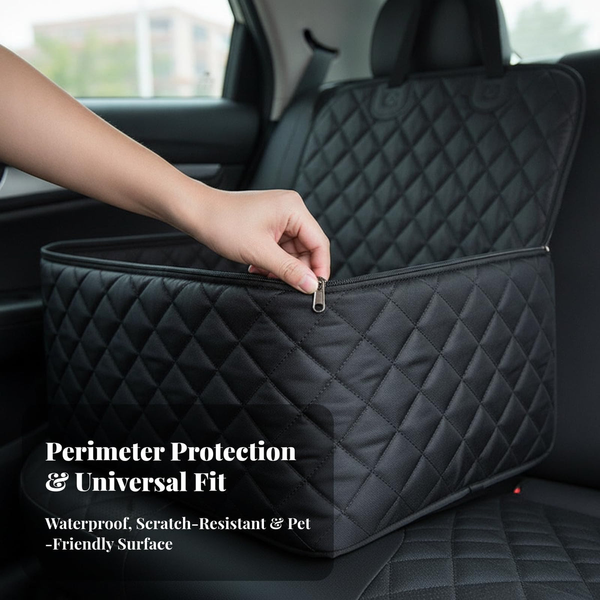 Waterproof Cover with Raised Non-Slip Oxford Cloth Pet Mat Quilted Padded Protector for Medium Sized Dogs Suitable for Car Travel Vehicle Upholstery Protection