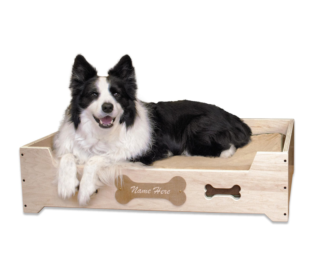 Custom Engraved Raised Wooden Pet Bed – Handcrafted Elevated Dog & Cat Bed Furniture– Personalize Up to 15 Characters – Eco-Friendly – Made in USA – Pet Bed Not Included (Large)