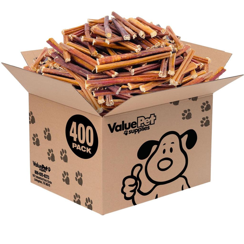 ValueBull Bully Sticks for Small Dogs, Thin 6 Inch, 200 Count Bulk Pack - All Natural Dog Treats, 100% Beef Pizzles, Single Ingredient