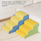 Dog Stairs for Small Dogs, 3-Step Wide Pet Step for High Bed or Couch, Curved Pet Ramps for Cats with High-Density Foam and Washable Cover,B,5th Floor