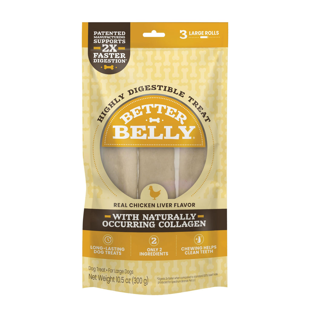 Better Belly Pork Hide Small Roll Highly Digestible Dog Treats, 20 Count