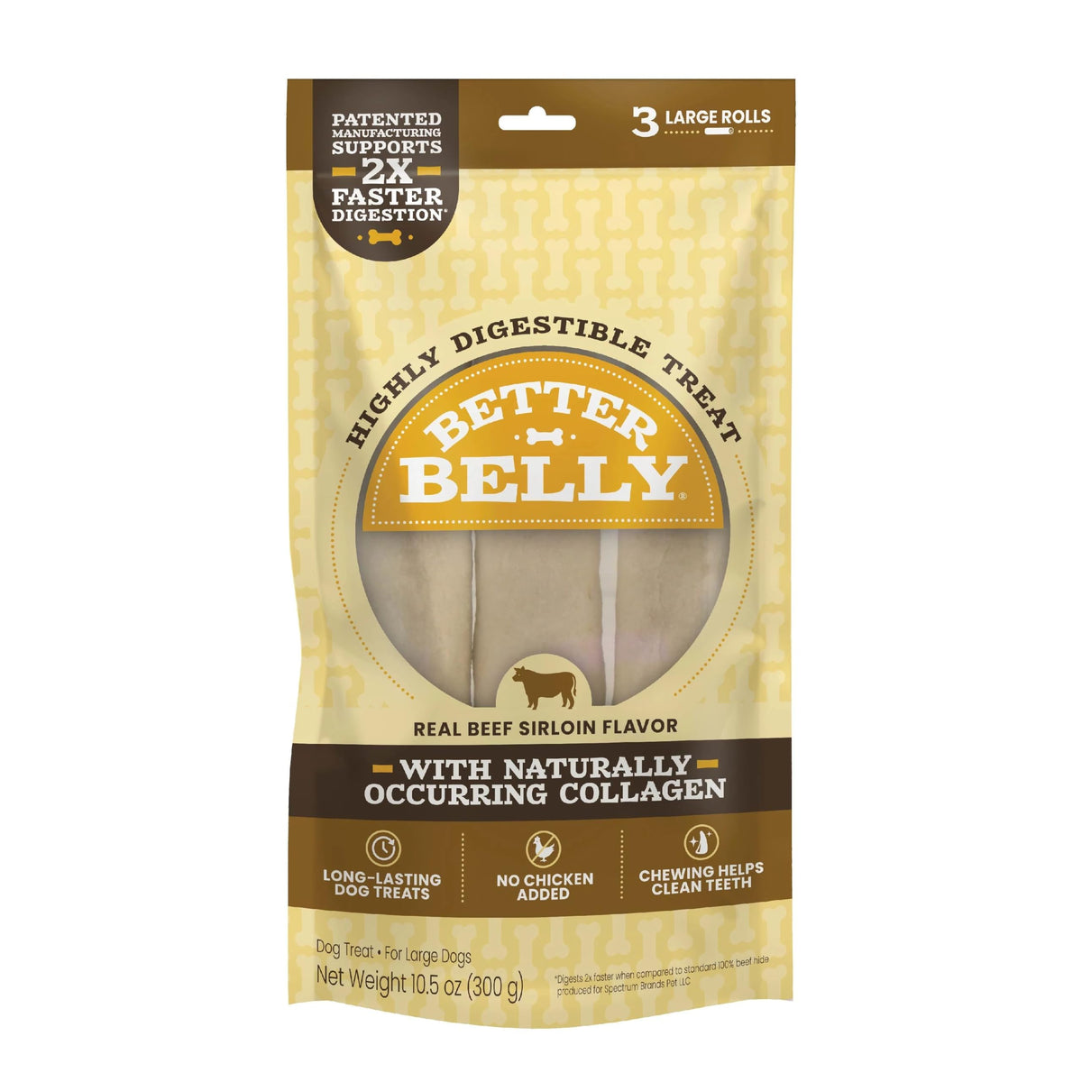 Better Belly Pork Hide Small Roll Highly Digestible Dog Treats, 20 Count
