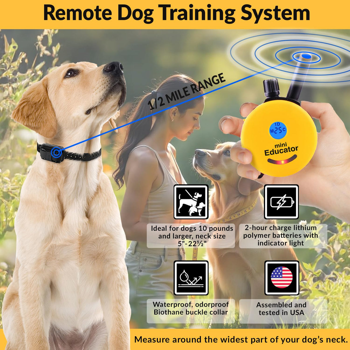 E-Collar Mini Educator ET-300 Remote Dog Training Collar, Yellow