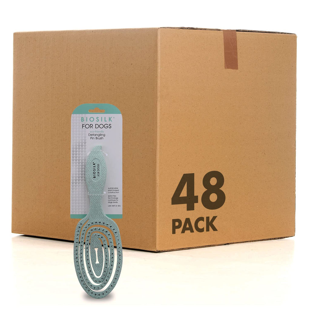 BioSilk for Pets Eco-Friendly Detangling Pin Brush for Dogs, 48-Pack