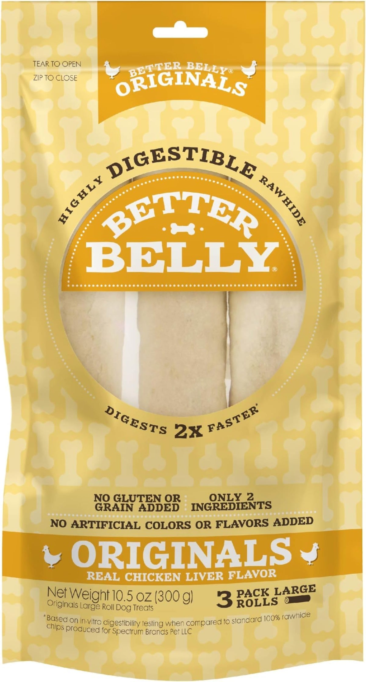 Better Belly Pork Hide Small Roll Highly Digestible Dog Treats, 20 Count