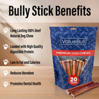 ValueBull Bully Sticks for Small Dogs, Thin 6 Inch, 200 Count Bulk Pack - All Natural Dog Treats, 100% Beef Pizzles, Single Ingredient