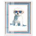 Cool Dog with Sunglasses IV Shadowbox Print Fun Dog Wall Decor by Art Remedy, Blonde Frame, 36 x 45