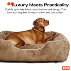FUZI Luxury Aesthetic Dog Bed for Medium Dogs with Washable Cover, Pet Couch, Pet Bed with Sides, Non-Slip Bottom, Soft and Durable Calming Dog Bed, Faux Rabbit Fur, Medium 31.75x23.6x9.5 Soft White