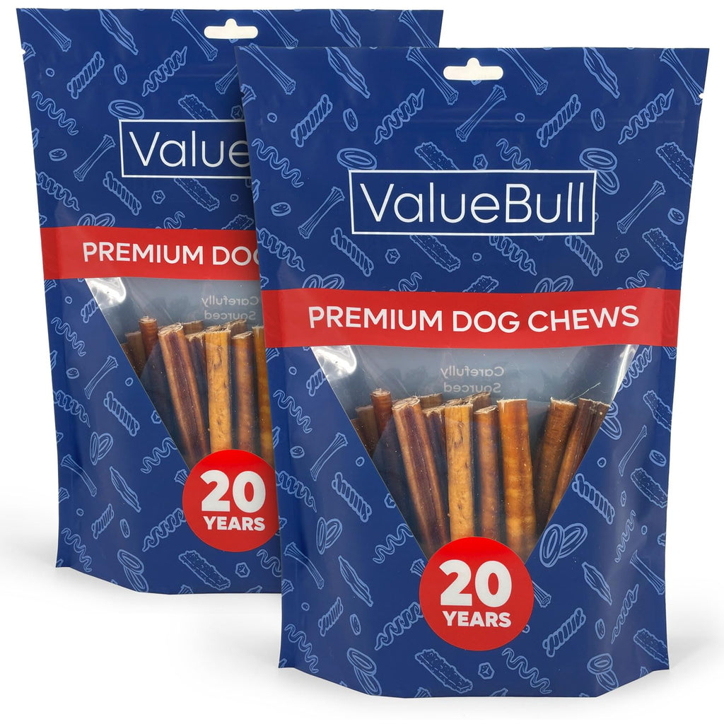 ValueBull Bully Sticks for Small Dogs, Thin 6 Inch, 200 Count Bulk Pack - All Natural Dog Treats, 100% Beef Pizzles, Single Ingredient