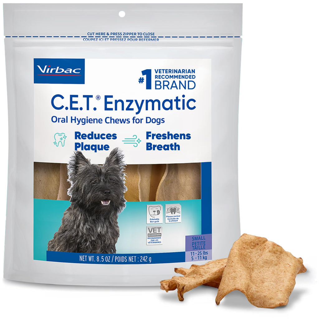 Virbac C.E.T. Enzymatic Oral Hygiene Chews for Dogs, Tartar Control, Extra Small Under 11lbs (Pack of 12)