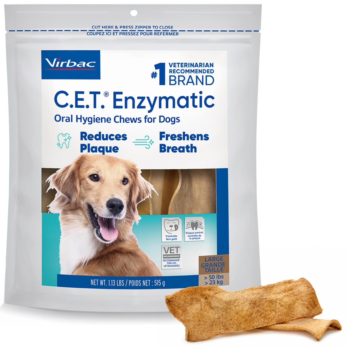 Virbac C.E.T. Enzymatic Oral Hygiene Chews for Dogs, Tartar Control, Extra Small Under 11lbs (Pack of 12)