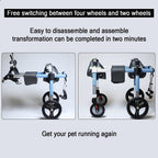 4 Wheel Dog Wheel Chair Leg Brace Adjustable, Back Leg Dog Wheelchair, Dog Wheel Chair for Front Legs, Full Support Mobility Aid for Dog Hip Support for Mall Medium Large Pet(Blue,XS)