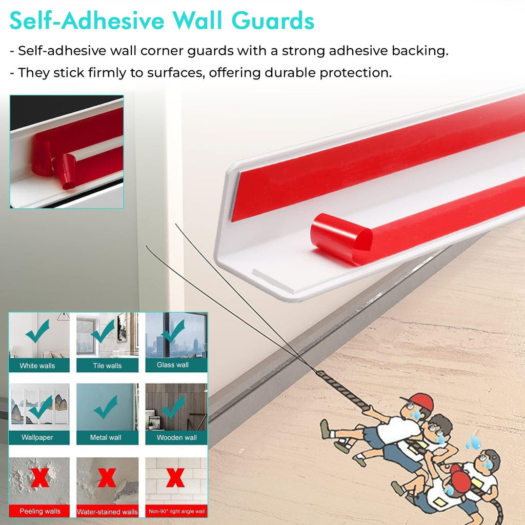 Wall Corner Guards Edge Protectors, Self-Adhesive Paintable Bumper for Dog Chewing Damage, Home Office Bedroom Wall Protection