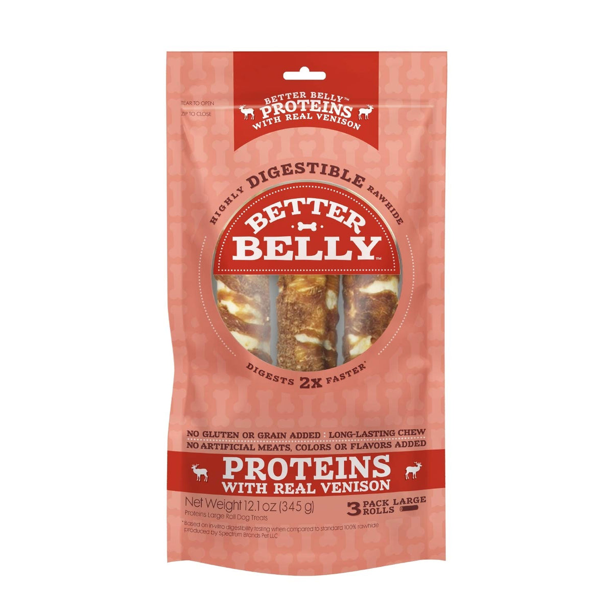 Better Belly Pork Hide Small Roll Highly Digestible Dog Treats, 20 Count