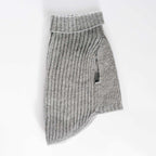 Luxury 3-Thread Cashmere Dog Sweater- Heather Gray Ribbed Knit with Leash Opening- Rialto Style- Made in Italy - Size XS