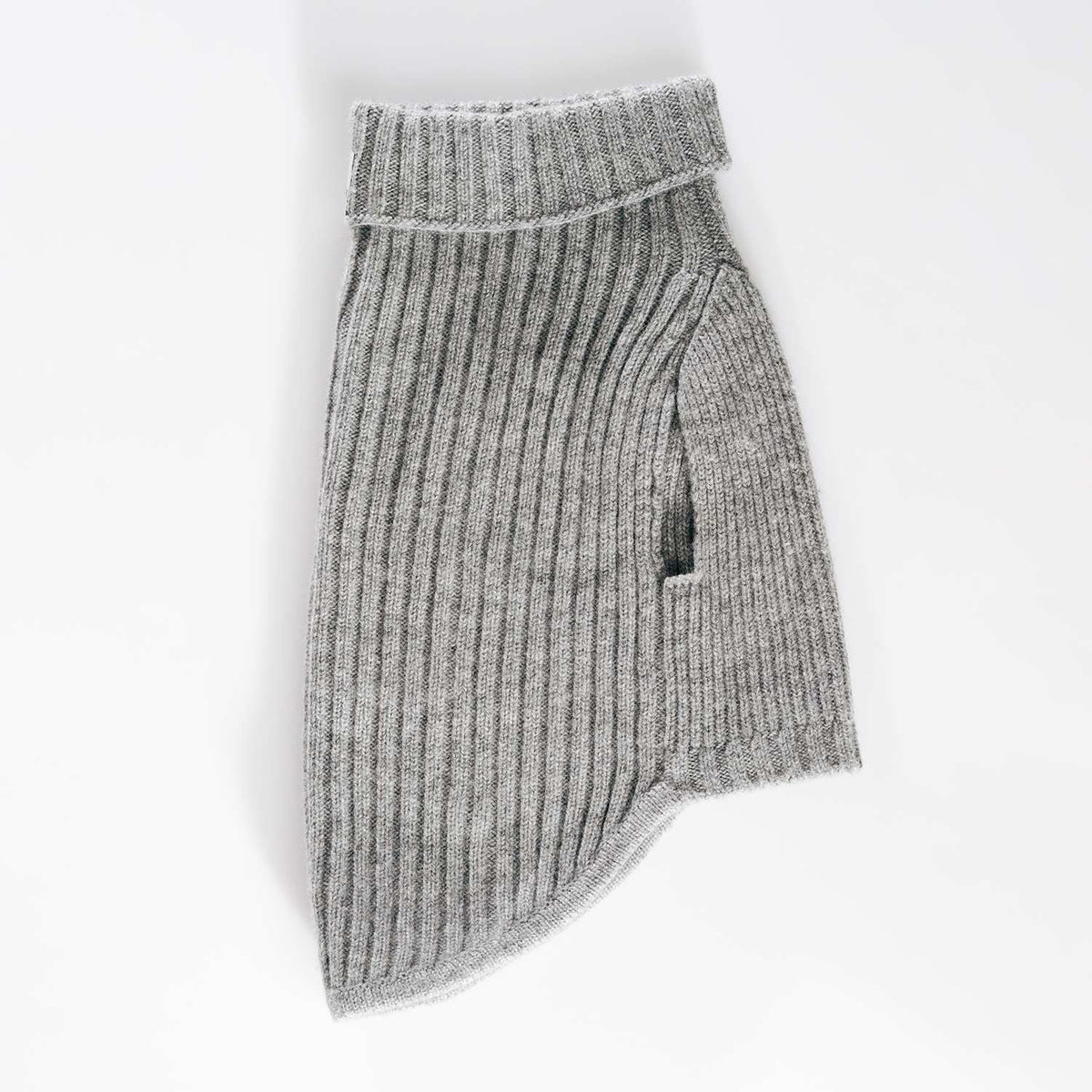 Luxury 3-Thread Cashmere Dog Sweater- Heather Gray Ribbed Knit with Leash Opening- Rialto Style- Made in Italy - Size XS