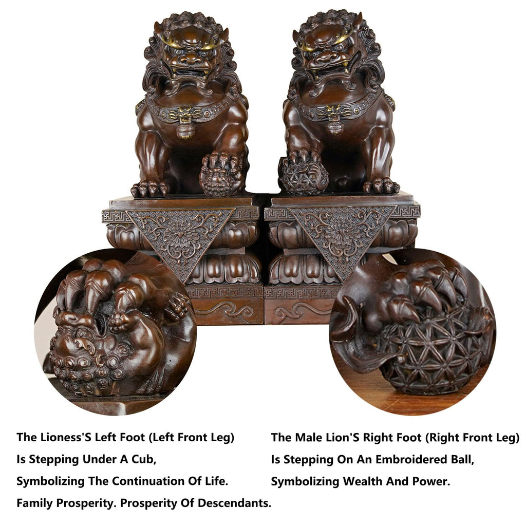 Beijing Foo Fu Dog Guardion Statues Wealth Porsperity, Guardian Lion Statues Pair of Fu Foo Dogs Home Feng Shui Decor Figurine Housewarming Gift, to Ward Off Negative Energy