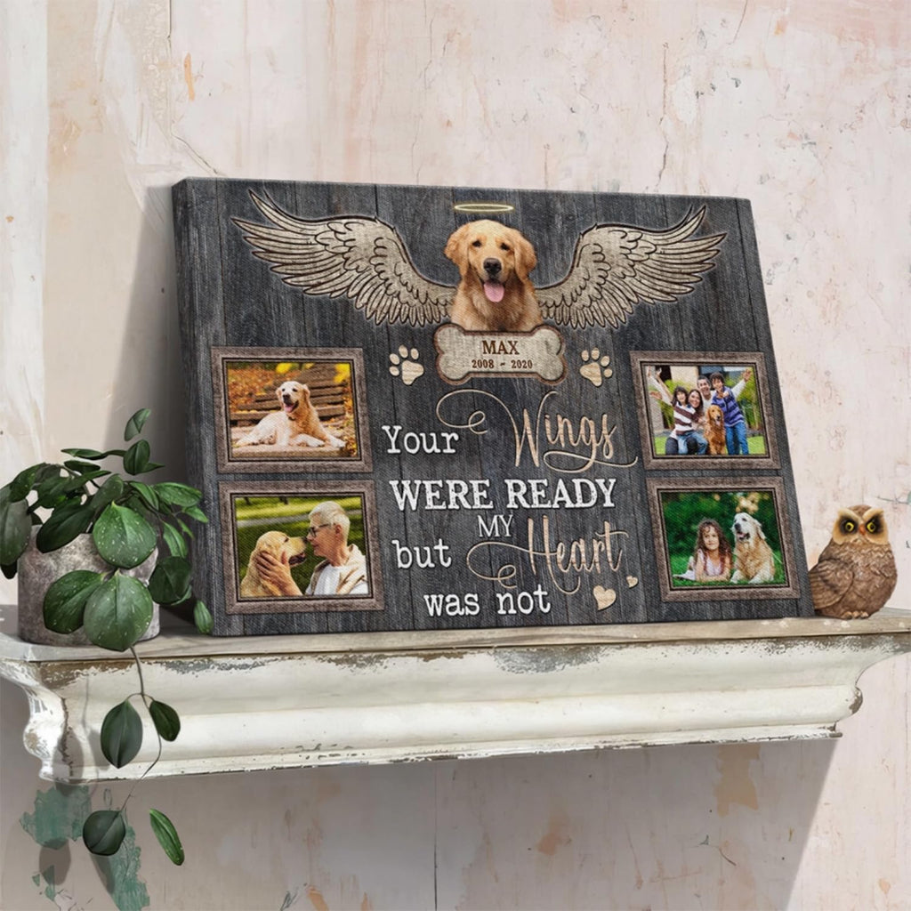 Dem Canvas Personalized Dog Memorial Canvas, Loss Of Dog Gifts, Your Wings Were Ready, Dog Memorial Gifts, Dog Death Sympathy Gifts, Custom Dog Memorial Gift For Pet Loss (36x24)