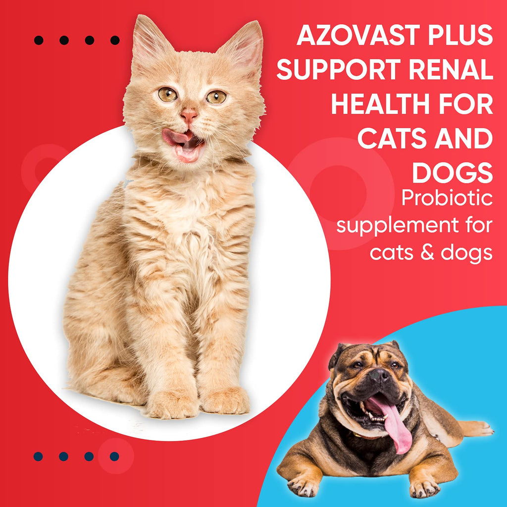 Azovast Plus Kidney Health Supplement for Dogs & Cats -24 Billion CFU- NO Refrigeration Required - Help Support Kidney Function & Manage Renal Toxins - Renal Care Supplement Capsule(U.S.A)(360 Caps)