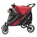 Dog Stroller for Medium/Large Dogs One-Click Folding, Extra Large Pet Stroller for 2 Dogs with Storage Pocket & Shock Absorption, Up to 130 lbs, Red