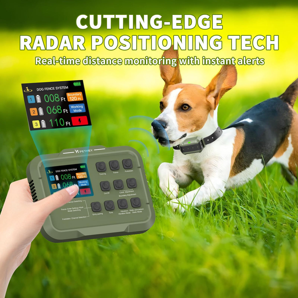Wireless Dog Fence System, 3-in-1 Wireless Dog Fence, Electric Dog Fence Collar with Training & Forbidden Zone Modes, Radar Technology, Adjustable 10-280 FT Boundary, IPX7 Waterproof