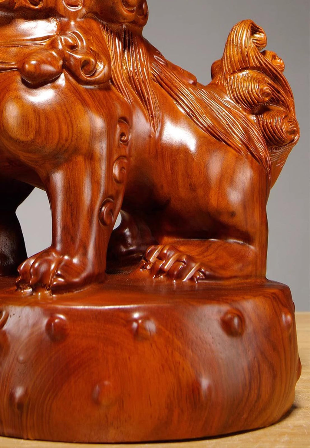 A Pair Solid Wood Carved Feng Shui Fu Foo Dog Guardion Door Lion, Best Housewarming Congratulatory Gift to Ward Off Evil Energy