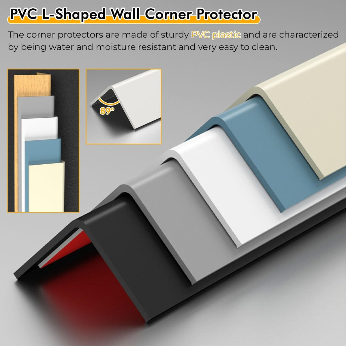 Wall Corner Guards Edge Protectors, Self-Adhesive Paintable Bumper for Dog Chewing Damage, Home Office Bedroom Wall Protection