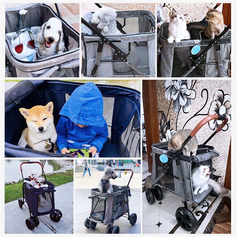 Removable Pet Stroller for Large Medium Dogs Cats Heavy Duty Dogs Strolling Cart with Front Entry Durable Cat Travel Carrier for Walks Jogging Max. Loading 30 Kg / 66 Lbs (Color : Black)