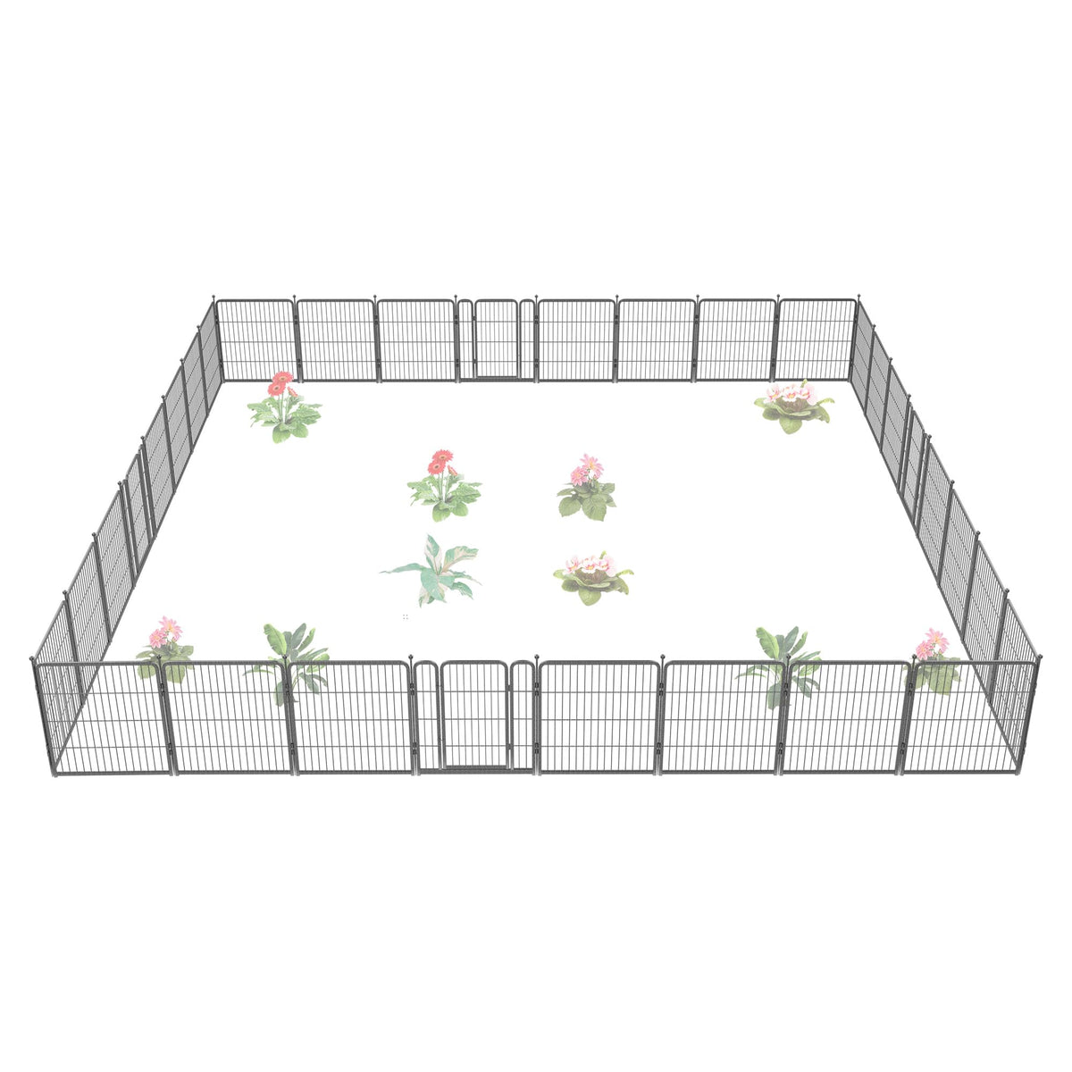 FXW No Dig Garden Fence, Outdoor for Yard, 50in(H) x 62.6ft(L), 24 Panels