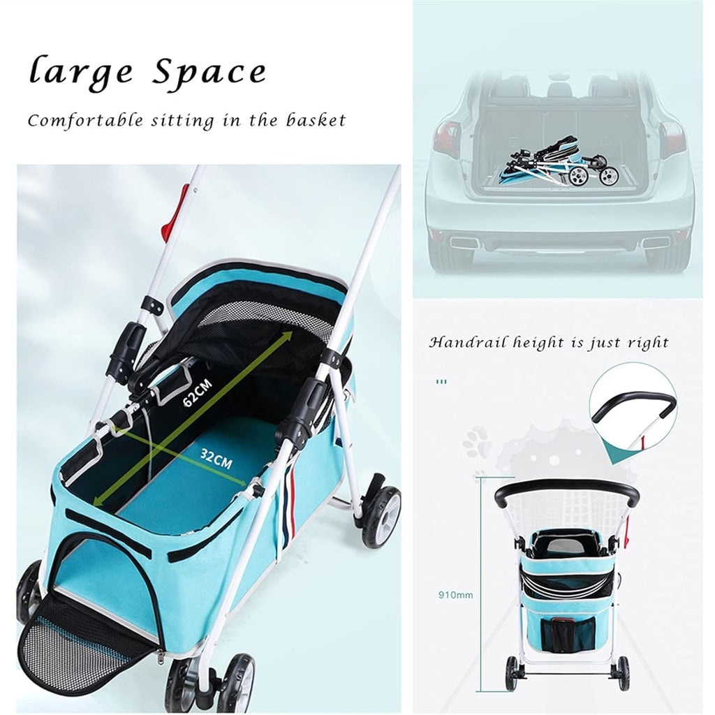 Small Dog Pram Stroller Premium Pet Strollers Pet Stroller for Cats/Dogs Dog Strollers for Small Dogs Clearance Within 20kg Dog Prams Pushchairs (Color : Black)