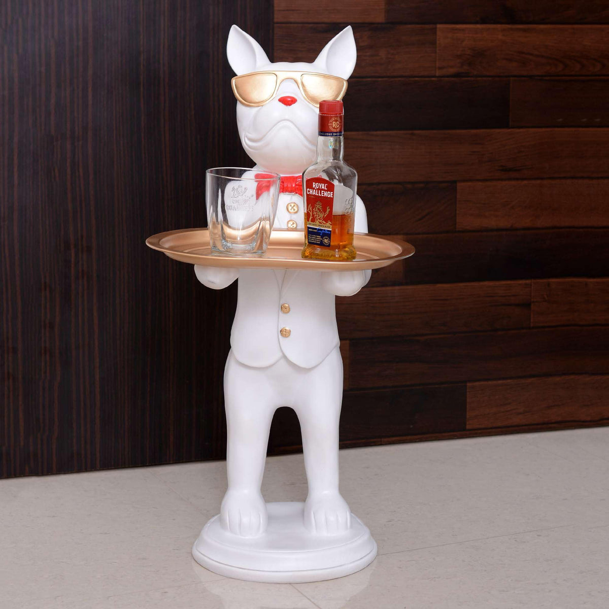 Glixia Cool Dog Showpiece with Plate for Home Décor Item | Kitchen,Bedroom,Office,Dinning Table Decorative Item -09