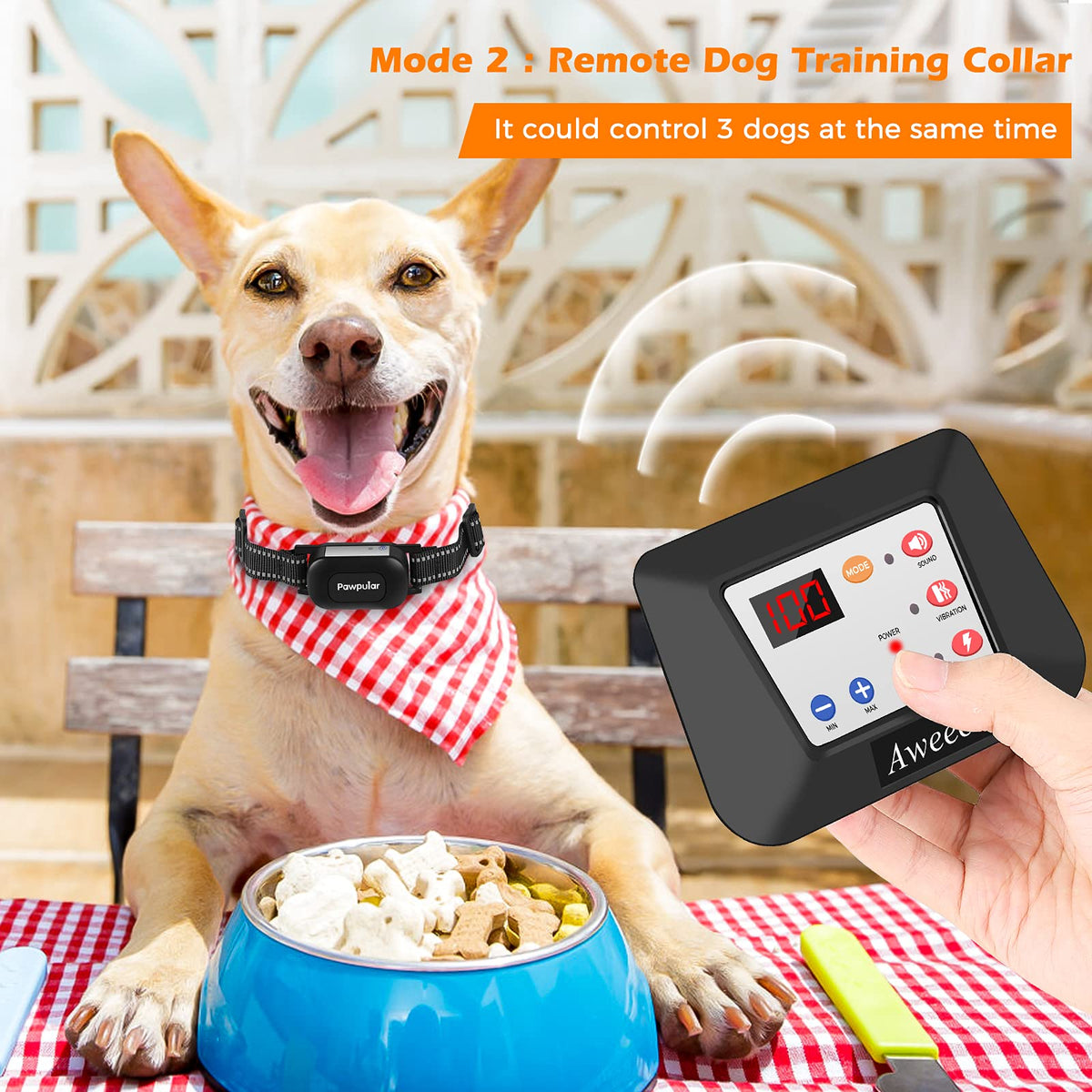 Wireless Dog Fence, 2 in1 Electric Dog Boundary System & Remote Trainer & Wireless Pet Fence for The Yard, Adjustable Pet Training Collar Receiver for Small Medium Large Dogs (for 1 Dog)