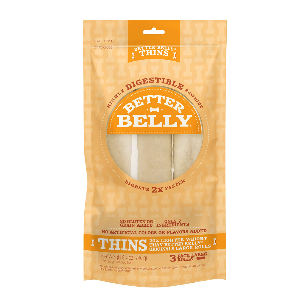Better Belly Pork Hide Small Roll Highly Digestible Dog Treats, 20 Count
