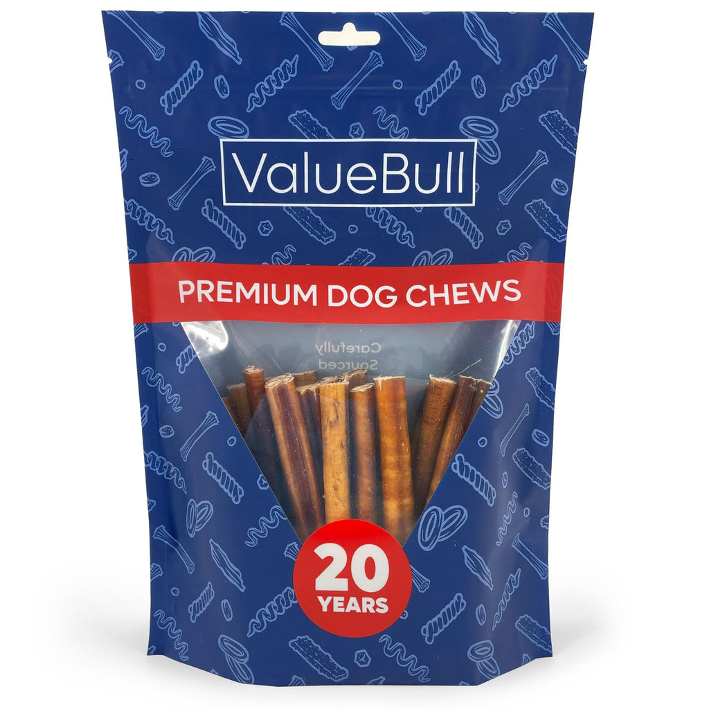 ValueBull Bully Sticks for Small Dogs, Thin 6 Inch, 200 Count Bulk Pack - All Natural Dog Treats, 100% Beef Pizzles, Single Ingredient