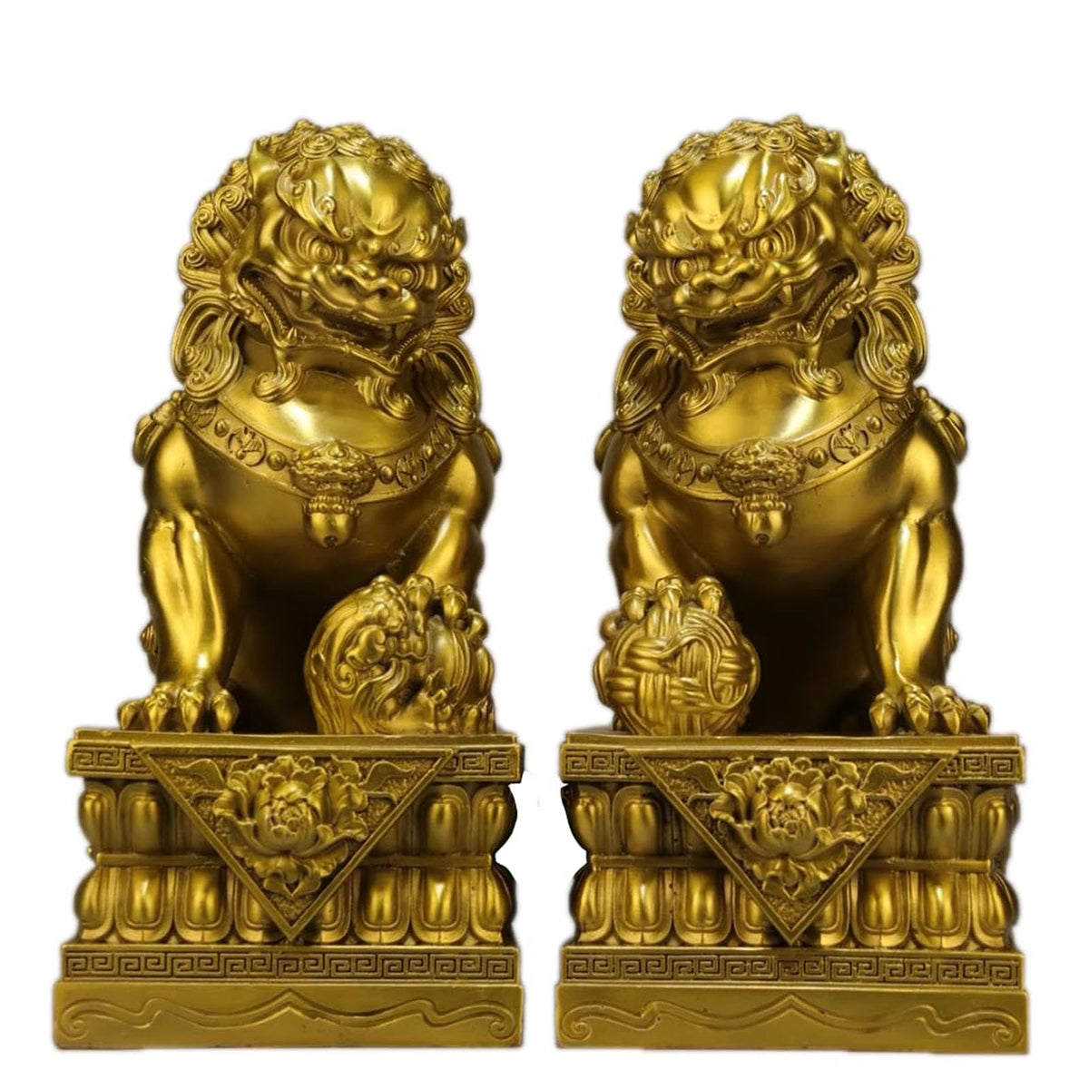 Beijing Foo Fu Dog Guardion Statues Wealth Porsperity, Guardian Lion Statues Pair of Fu Foo Dogs Home Feng Shui Decor Figurine Housewarming Gift, to Ward Off Negative Energy