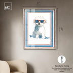 Cool Dog with Sunglasses IV Shadowbox Print Fun Dog Wall Decor by Art Remedy, Blonde Frame, 36 x 45