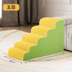 Dog Stairs for Small Dogs, 3-Step Wide Pet Step for High Bed or Couch, Curved Pet Ramps for Cats with High-Density Foam and Washable Cover,B,5th Floor