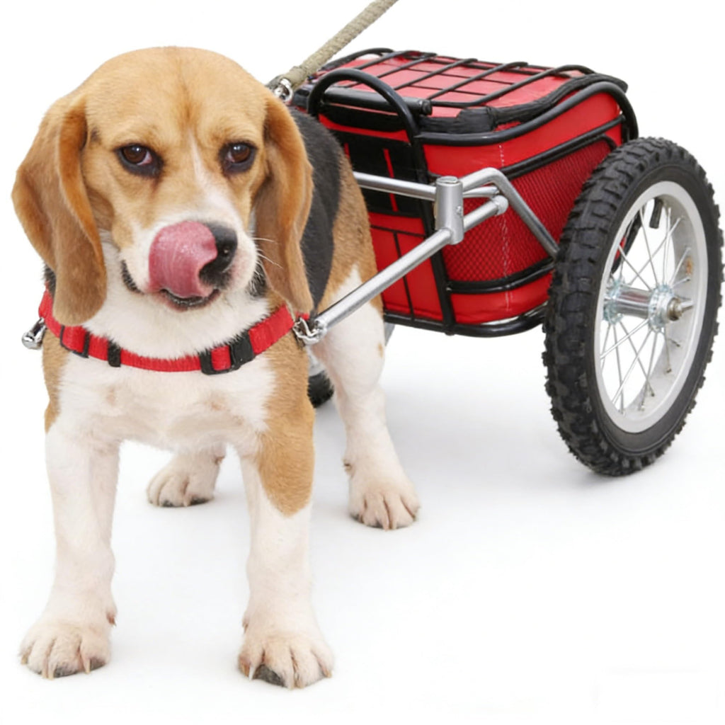 Dog Cart Pulling Harness Set with Stainless Steel Pull Rod, Adjustable No Pull Dog Harness, Heavy Duty Traction Harness for Pulling Wagon & Hauling Supplies, 4 Buckles(S)