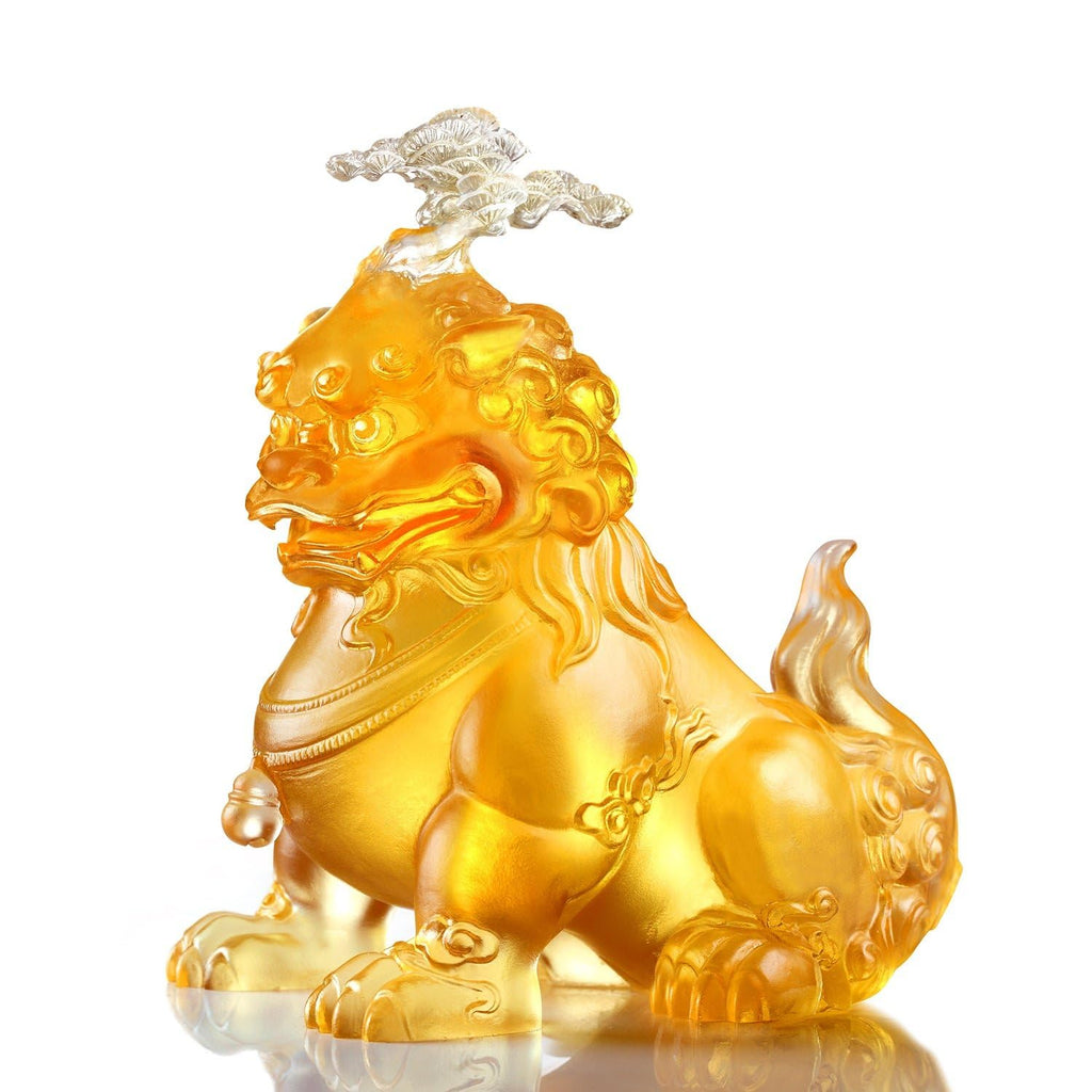Foo Dog Sculpture | Evergreen Lion (Gold)