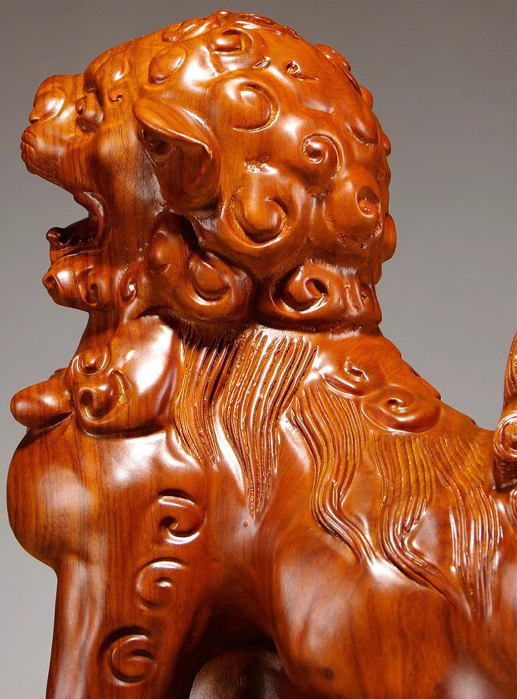 A Pair Solid Wood Carved Feng Shui Fu Foo Dog Guardion Door Lion, Best Housewarming Congratulatory Gift to Ward Off Evil Energy