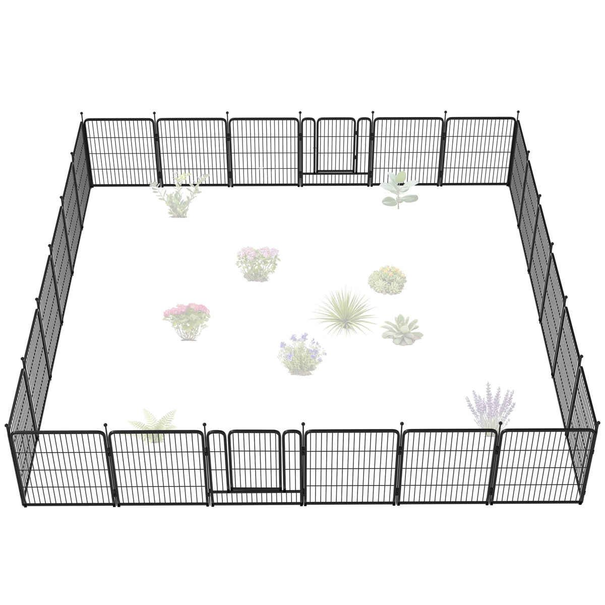 FXW No Dig Garden Fence, Outdoor for Yard, 50in(H) x 62.6ft(L), 24 Panels
