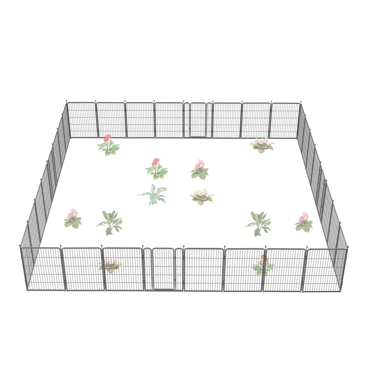 FXW No Dig Garden Fence, Outdoor for Yard, 50in(H) x 62.6ft(L), 24 Panels
