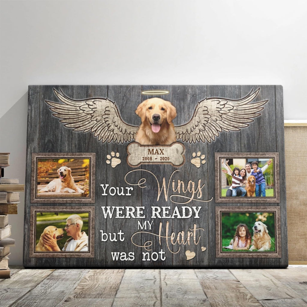Dem Canvas Personalized Dog Memorial Canvas, Loss Of Dog Gifts, Your Wings Were Ready, Dog Memorial Gifts, Dog Death Sympathy Gifts, Custom Dog Memorial Gift For Pet Loss (36x24)
