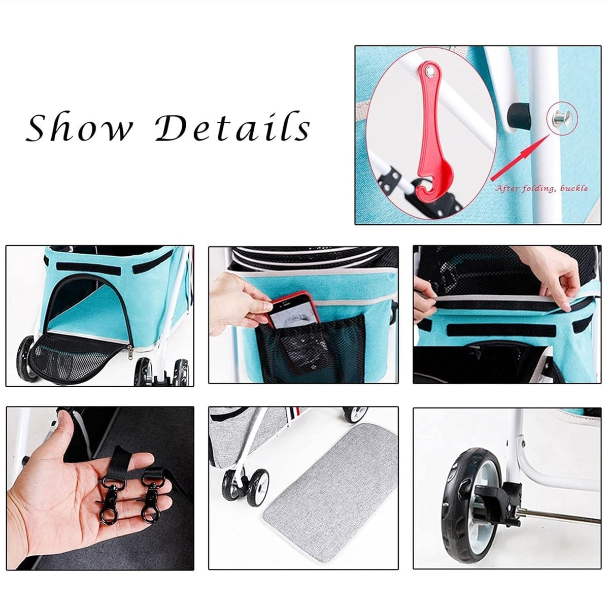 Small Dog Pram Stroller Premium Pet Strollers Pet Stroller for Cats/Dogs Dog Strollers for Small Dogs Clearance Within 20kg Dog Prams Pushchairs (Color : Black)
